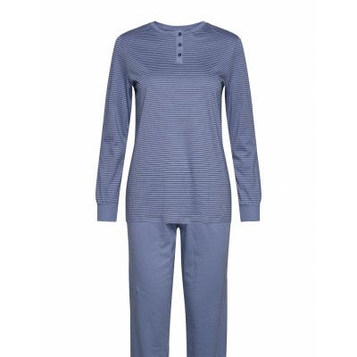 Pyjama Long Pyjamas Blå Schiesser