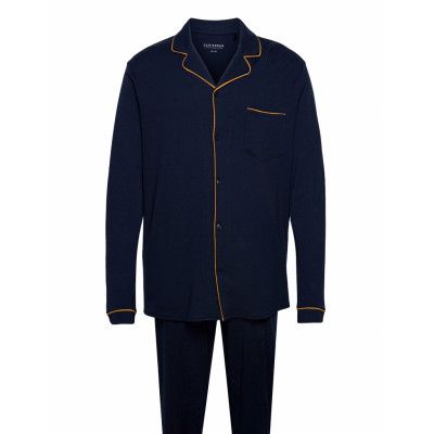 Pyjama Long Pyjamas Blå Schiesser