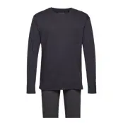 Pyjama Long Pyjamas Svart Schiesser