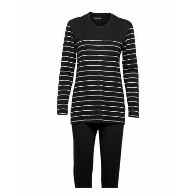 Pyjama Long Pyjamas Svart Schiesser