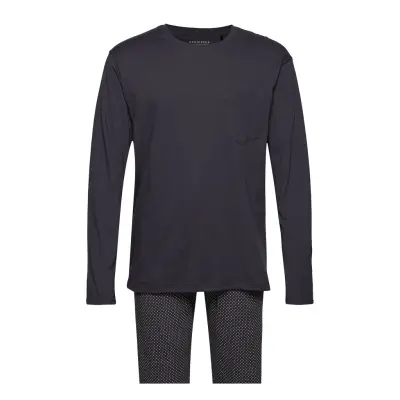 Pyjama Long Pyjamas Svart Schiesser