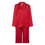 Pyjama Ls Satin Pyjamas Röd Lindex