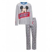 Pyjalong Imprime Pyjamas Set Grå Mickey Mouse