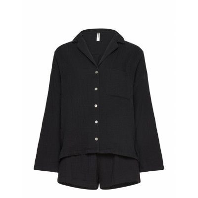 Pyjama Set Cotton Gauze Pyjamas Black Lindex