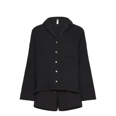 Pyjama Set Cotton Gauze Pyjamas Black Lindex