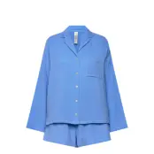 Lindex Pyjama Set Cotton Gauze Blå