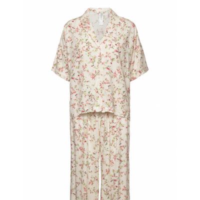 Pyjama Set Flower And Stripe Pyjamas Vit Lindex
