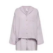 Pyjama Set Solid Cotton Gauze Pyjamas Lila Lindex