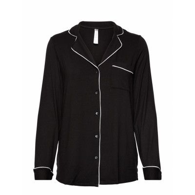 Pyjama Shirt Viscose Piping *Villkorat Erbjudande Top Svart Lindex