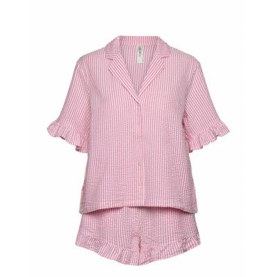 Lindex Pyjama Shortsset Seersucker Rosa
