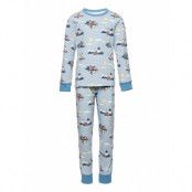 Pyjamas Aop Preschool Pyjamas Set Blå Polarn O. Pyret