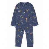 Pyjamas Aop Preschool Pyjamas Set Blå Polarn O. Pyret