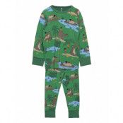 Pyjamas Aop Preschool Pyjamas Set Grön Polarn O. Pyret