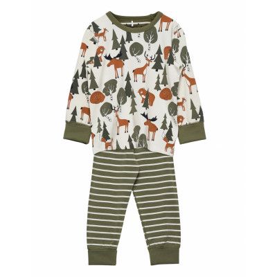 Pyjamas Aop Preschool Pyjamas Set Grön Polarn O. Pyret