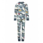 Pyjamas Aop School Pyjamas Set Multi/mönstrad Polarn O. Pyret