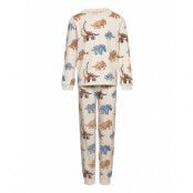 Pyjamas Ls Set Aop Pyjamas Set Beige Minymo