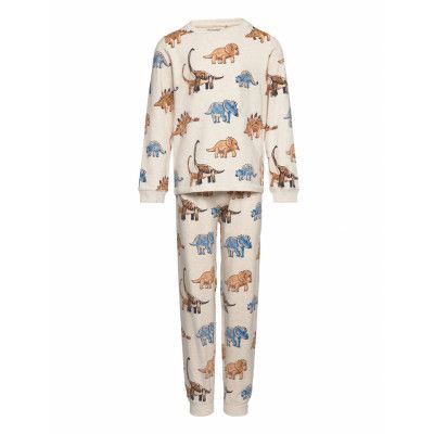Pyjamas Ls Set Aop Pyjamas Set Beige Minymo