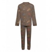 Minymo Pyjamas Ls Set Aop Khaki Green