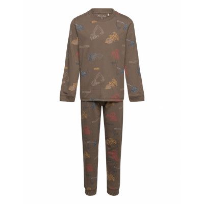 Minymo Pyjamas Ls Set Aop Khaki Green