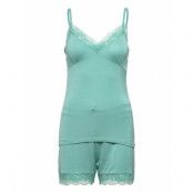 Jersey Pyjamas With Lace, Lenzing™ Ecovero™ *Villkorat Erbjudande Pyjamas Grön Esprit Bodywear Women