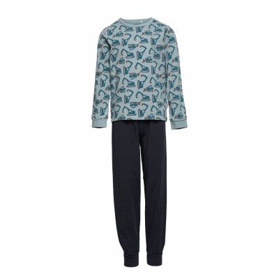 Pyjamas Set Ls - Aop Pyjamas Set Blå CeLaVi