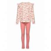 Pyjamas Set Ls Aop Sets Sets With Long-sleeved T-shirt Rosa *Villkorat Erbjudande Minymo