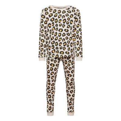 Pyjamas Uni Aop Leo Cop Pyjamas Set Beige Lindex