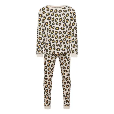 Pyjamas Uni Aop Leo Cop Pyjamas Set Beige Lindex