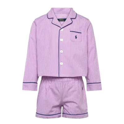 Ralph Lauren Kids Rlg Woven L/S & Short Set - Purple - 110