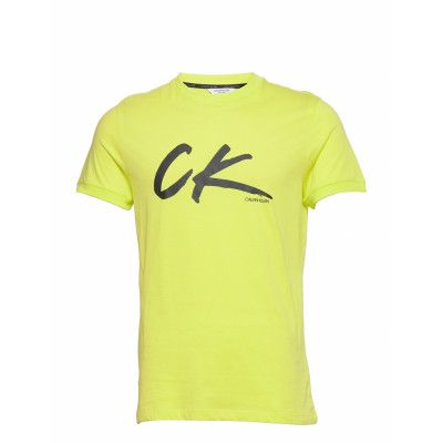 Retro Crew Tee Underwear Night & Loungewear Pyjama Tops Gul Calvin Klein