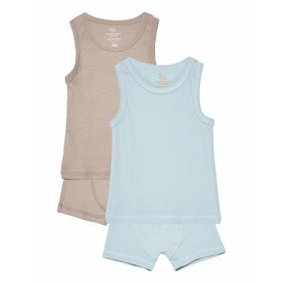 Rib Jersey 2Pack Tank-Top & Boxershorts *Villkorat Erbjudande Underkläderset Blå Copenhagen Colors