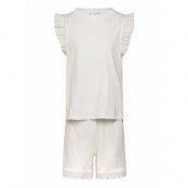 Mango Ruffled Cotton Pyjamas Vit