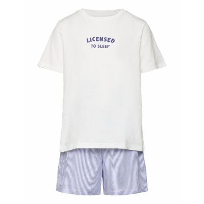 Striped Cotton Short Pyjamas Pyjamas Set Blå *Villkorat Erbjudande Mango