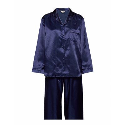 Satin Long Sleeve Pyjamas Pyjamas Blå Lady Avenue