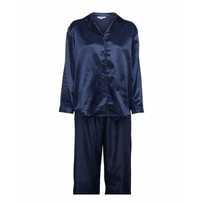 Lady Avenue Satin Long Sleeve Pyjamas Blå