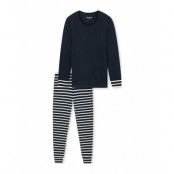 Schiesser Long Pyjamas Midnight Blue - Casual Essentials Marinblå