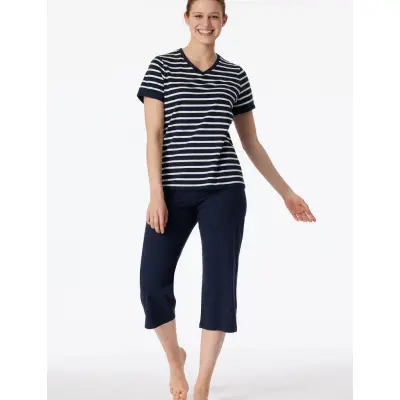Schiesser Pyjama Long - Navy - XXXXL