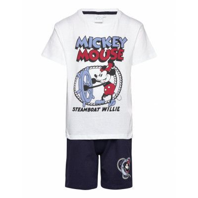 Set 2P Bermuda + Ts Pyjamas Set Multi/patterned Mickey Mouse