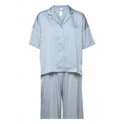 Set Trousers And Shirt Satin Pyjamas Blå Lindex