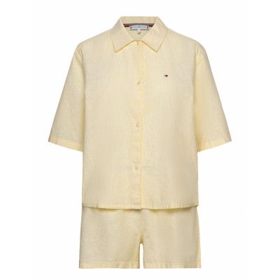 Short Sleeve Linnen Pj Set Pyjamas Gul Tommy Hilfiger