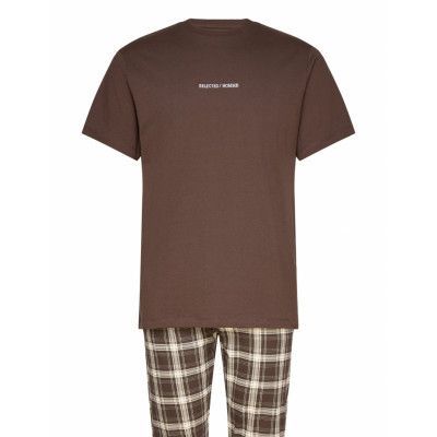 Slhregmonus Ss Lounge Set Exp *Villkorat Erbjudande Pyjamas Brun Selected Homme