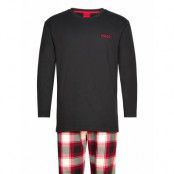 Soft Check Long Set Designers Night & Loungewear Pyjamas Black HUGO