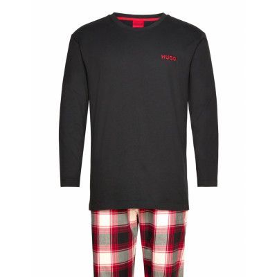 Soft Check Long Set Designers Night & Loungewear Pyjamas Svart HUGO