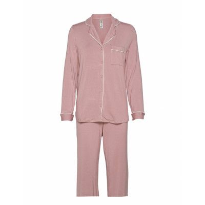 Soft Piping Pj Jersey Viscose Pyjamas Rosa Lindex