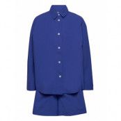 Solid Set Shirt+Shorts Pyjamas Blue Becksöndergaard