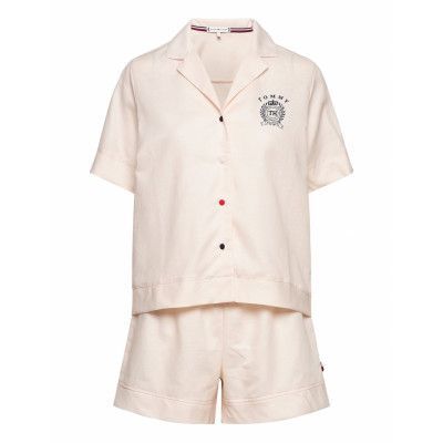 Ss Short Set Linen Pyjamas Creme Tommy Hilfiger