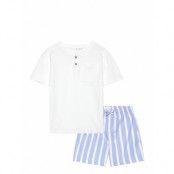 Mango Striped Cotton Short Pyjamas Blå