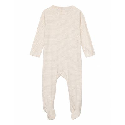 Striped Full Body W. Back Opening *Villkorat Erbjudande Bodysuits Long-sleeved Bodysuits Pyjamas Sie Creme Copenhagen Colors