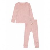 Striped Long Johns Set Incl. Box Pyjamas Set Pink Copenhagen Colors