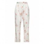 Thais - Flared Cut Satin Pajama Pants Pyjamasbyxor Mjukisbyxor Vit Etam